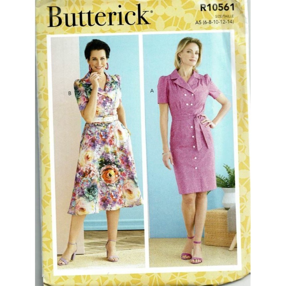 Butterick Sewing Pattern 6726 R10561 Misses Size 6-14 Button Front Dress Sash